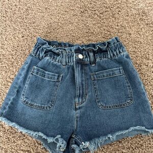 Denim Ruffle Waist Women's Shorts